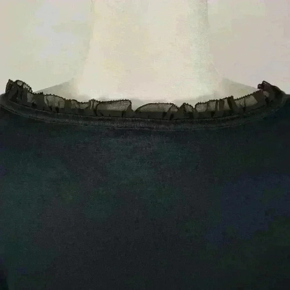 Talbots Black Top Gathered Scoop Ruffles Neckline - Picture 7 of 11